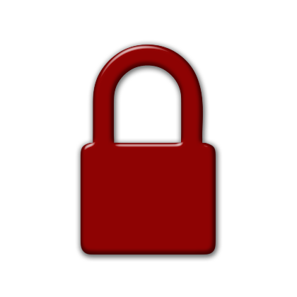 Red color lock icon on the website