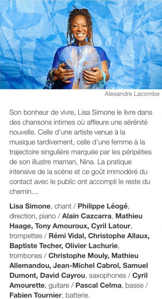 An article about Lisa Simone on the website